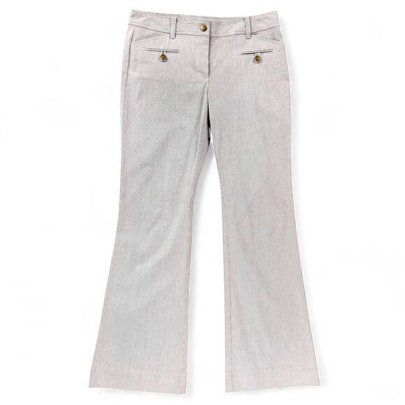 Ann Taylor LOFT Sz 6 Original Flare Pants Gray Pinstripe Cotton Blend Trousers - Picture 1 of 11